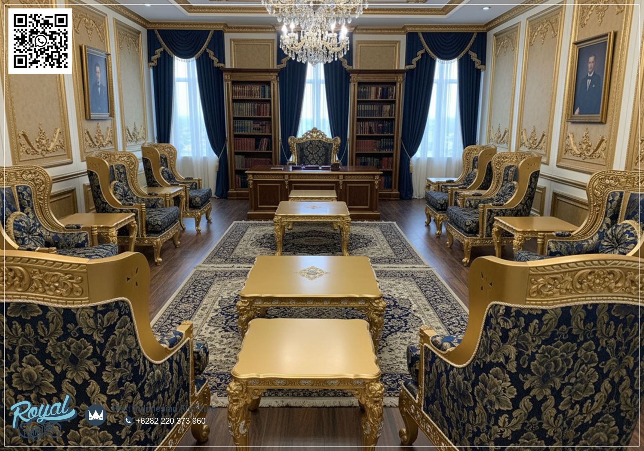 Sofa Tamu Klasik Gold Mewah Rococo Style