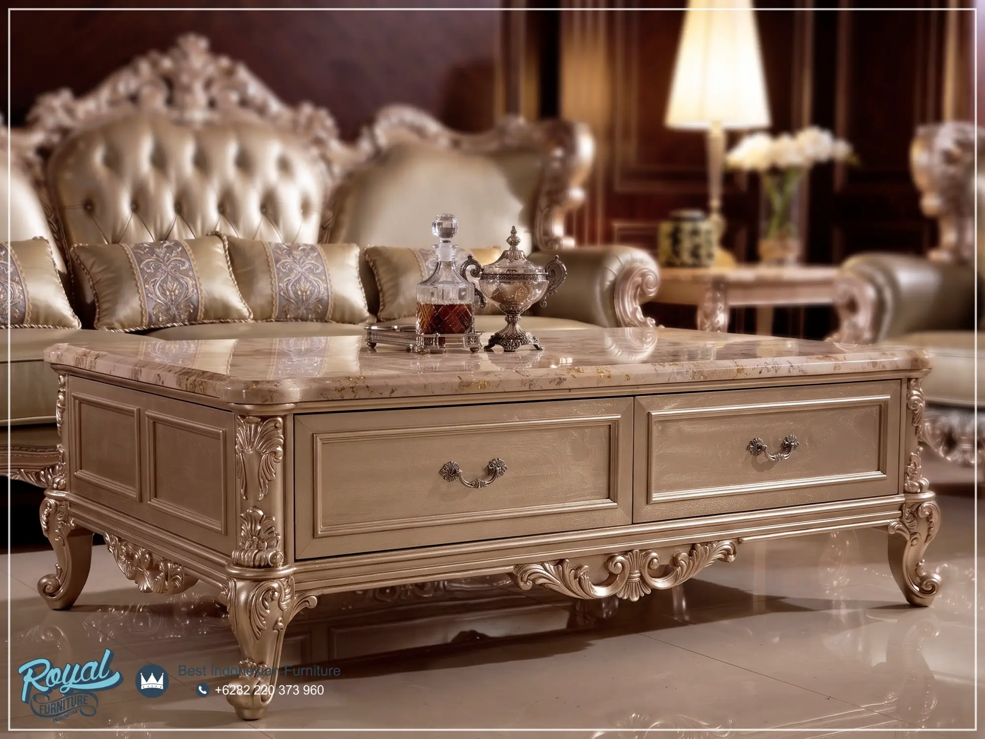 Coffee Table Sofa Tamu Jepara Ukir Terbaru Mewah Klasik